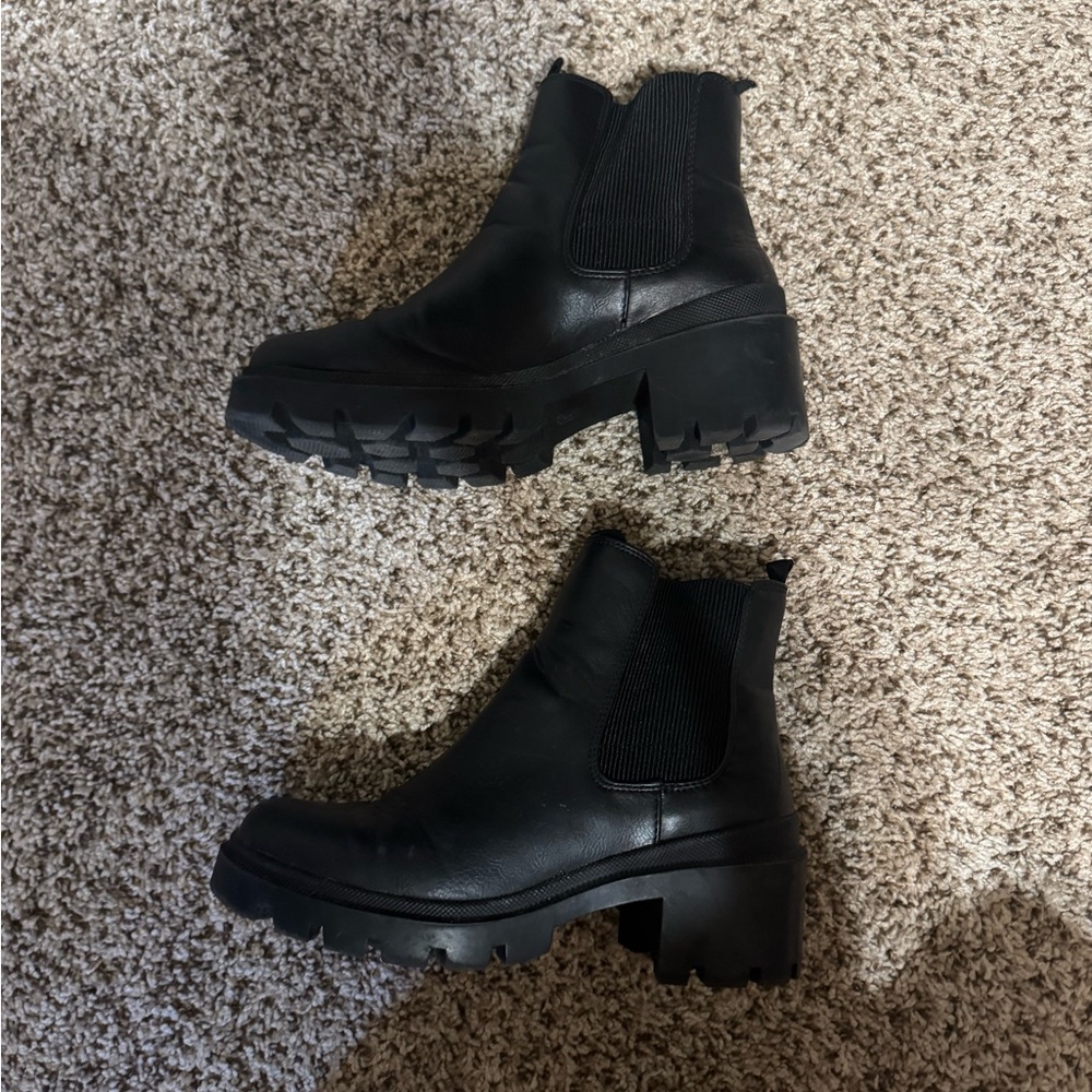Black Chelsea boot Chunky Heel Ankle Boots